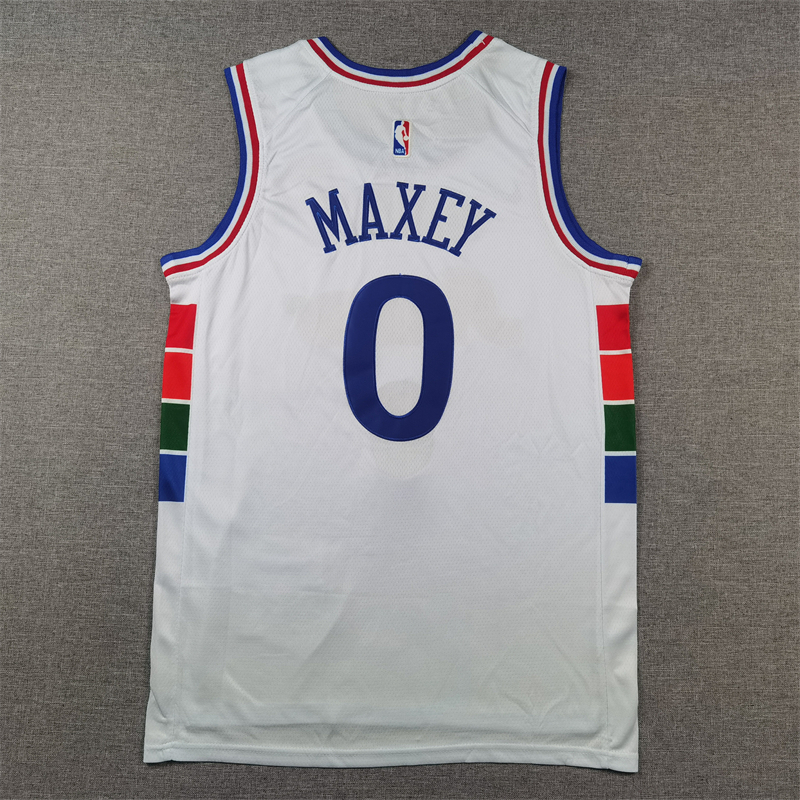 Men Philadelphia 76ers #0 Maxey white  2024 2025 NBA jersey 